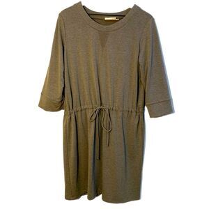 Mind Matter Mini Dress Women’s L Brown 3/4 Sleeve Pop Over Pull String Waist.